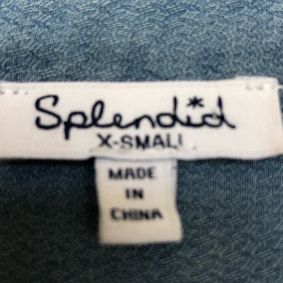 SPLENDID XS Blue chambray Bleach Dip Dyed Boyfriend Shirt - Picture 6 of 8